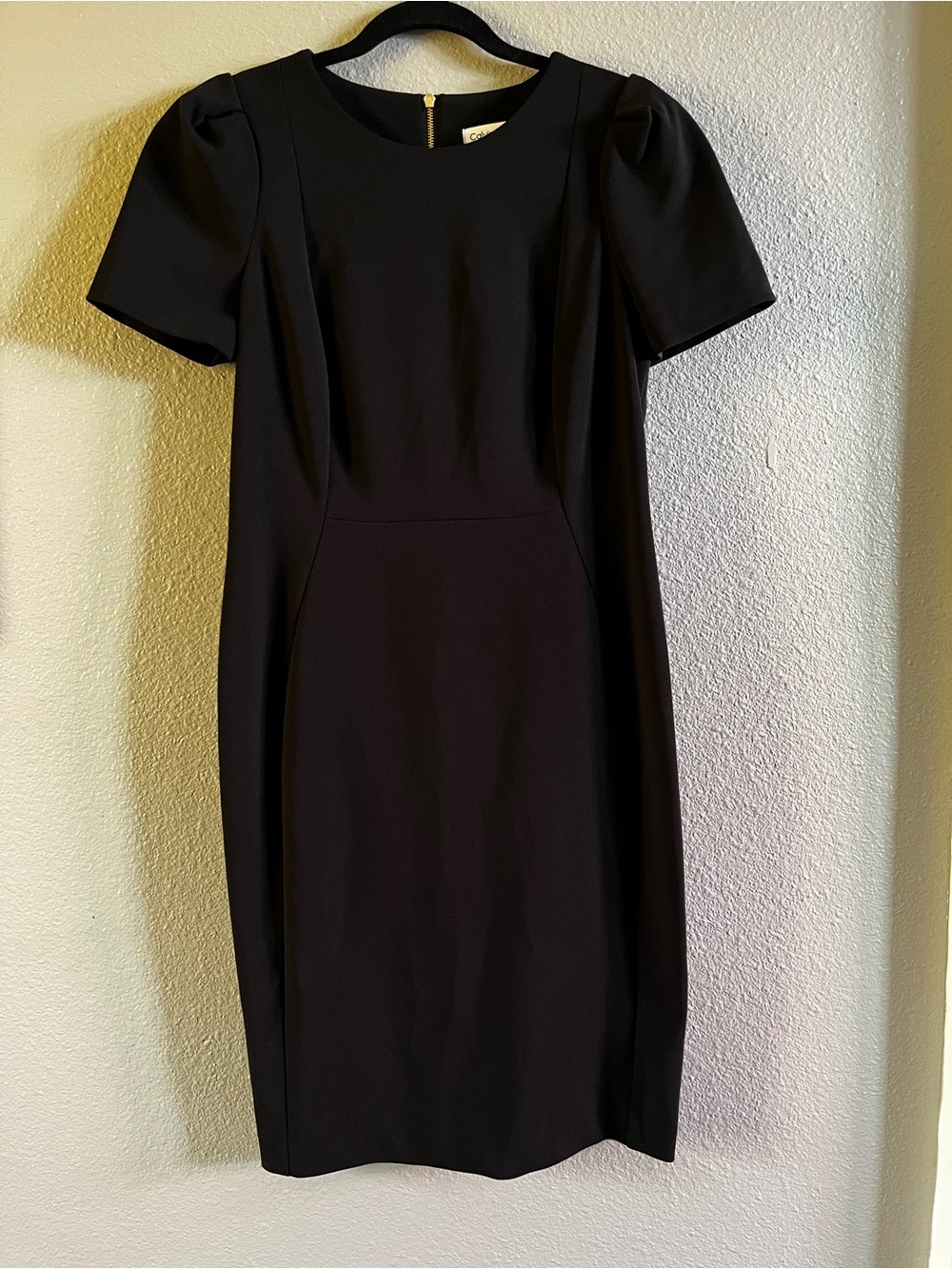 Calvin Klein Black Short-Sleeve Midi Sheath Dress